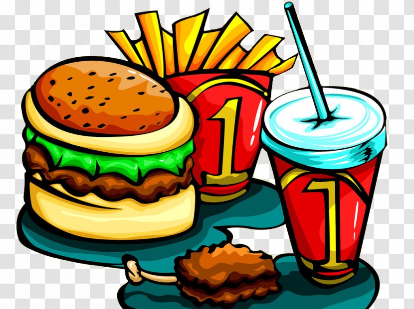 Hamburger Fast Food French Fries Fried Chicken Burger Games - Restaurant - Cartoon Hand Painted Transparent PNG