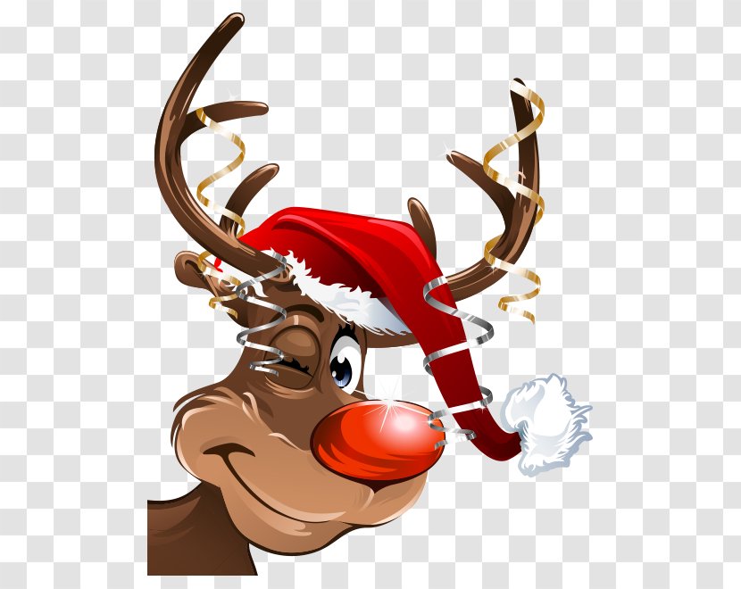 Rudolph Christmas Reindeer Santa Claus Advent - Wreath Transparent PNG