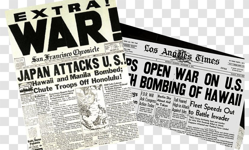 Newspaper Attack On Pearl Harbor Front Page Headline Brand - Quadruple Bond Transparent PNG