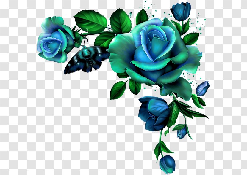 Blue Rose Clip Art Flower - Flowering Plant Transparent PNG