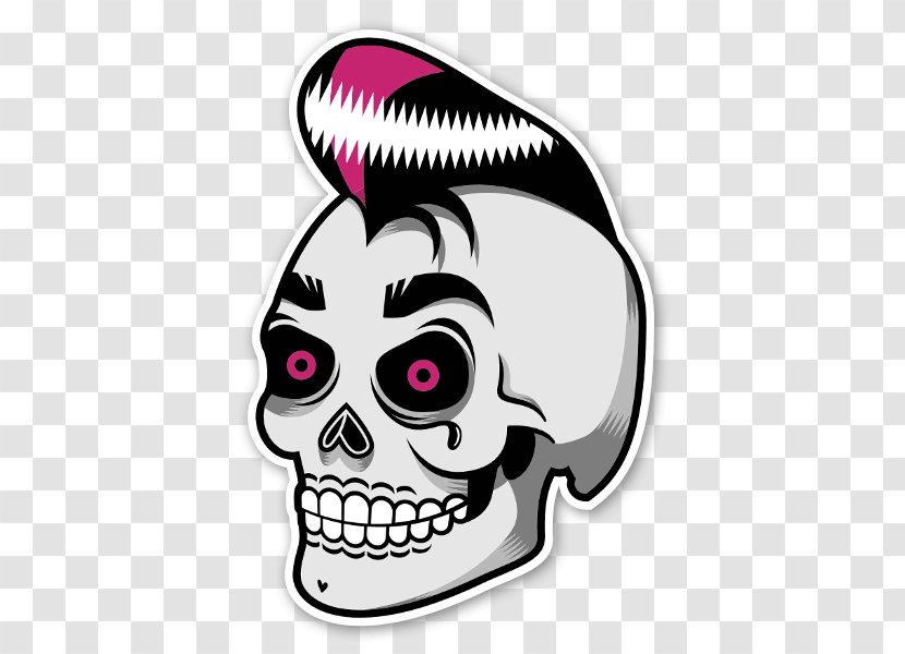 Clip Art Sticker Calavera Skull Rockabilly - Tree Transparent PNG