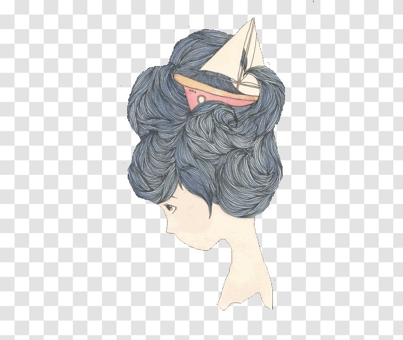 Hair Drawing Sea Wind Wave - Head - Waves Transparent PNG