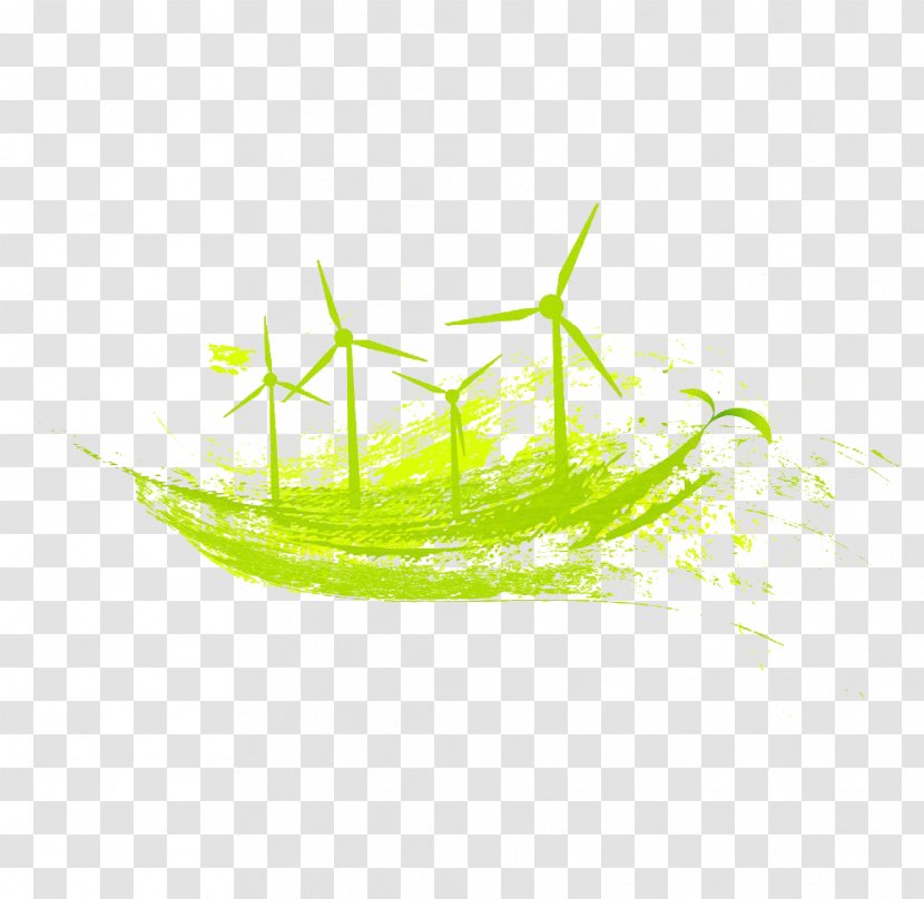 Renewable Energy Wind Power Graphic Design Illustration - Point - Green Windmill Transparent PNG