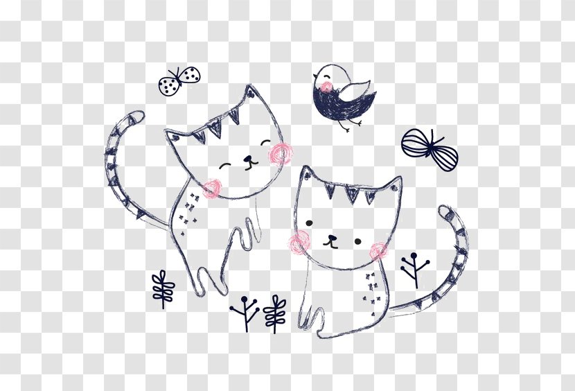 Kitten Cat Drawing Illustration - Flower - Painted Transparent PNG