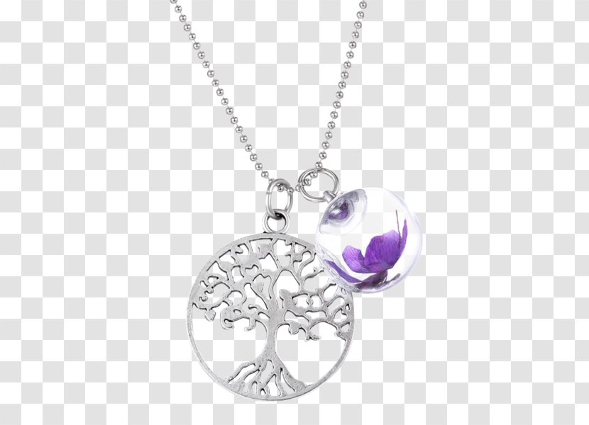Locket Necklace Earring Purple Jewellery - Silver Transparent PNG