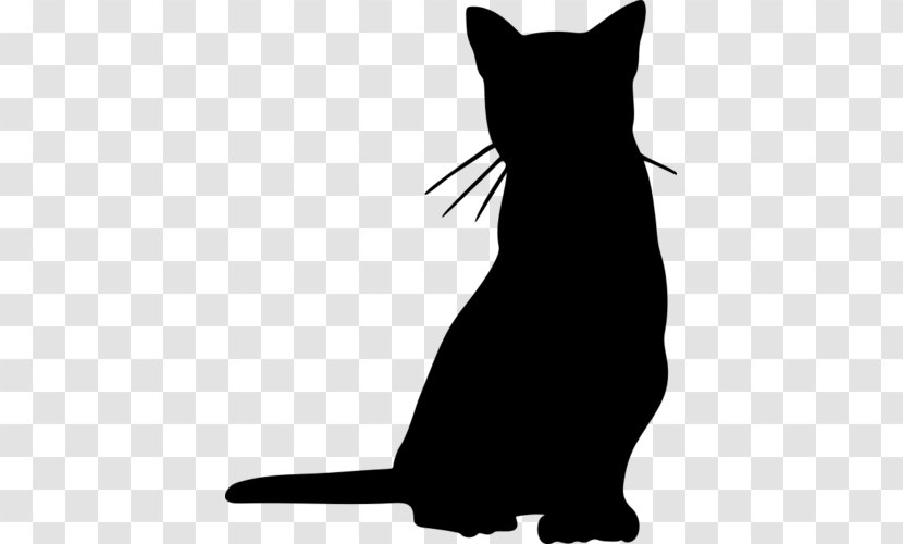 Black Cat Kitten Whiskers Domestic Short-haired Silhouette - Tail Transparent PNG
