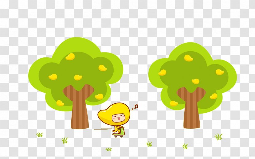 Mango Cartoon Wallpaper - Text - Trees And People Transparent PNG