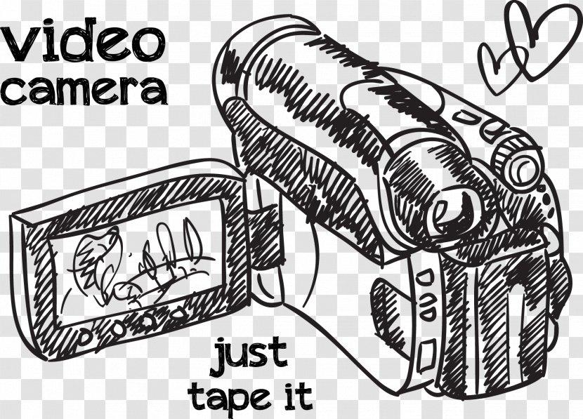 Microphone Video Camera Drawing - Monochrome Photography - Hand Drawn Vector Love Transparent PNG