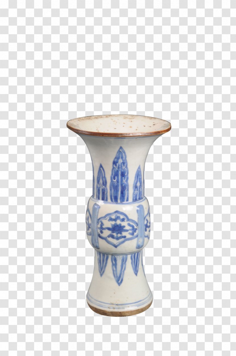 Qing Dynasty Blue And White Pottery Porcelain - Vase - Artwork Transparent PNG