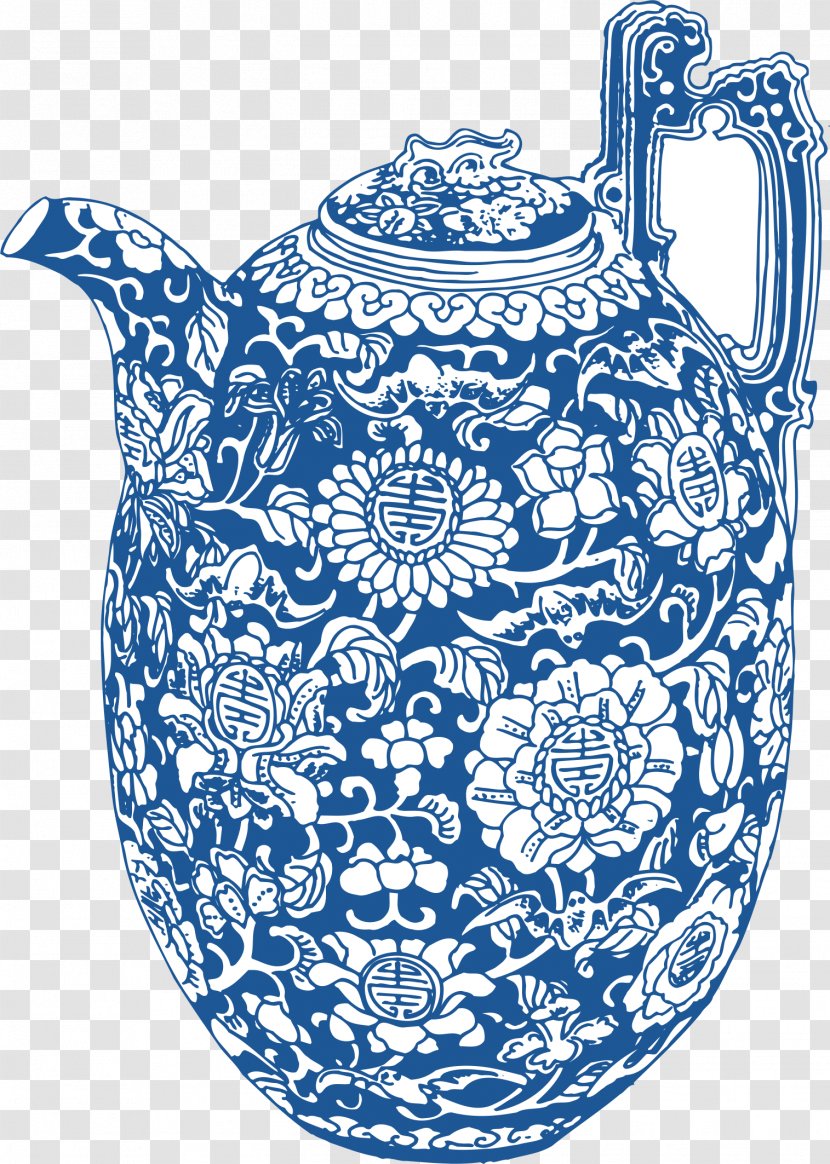 Blue And White Pottery Chinese Ceramics Porcelain Euclidean Vector - Tableware - Ceramic Bottle Transparent PNG