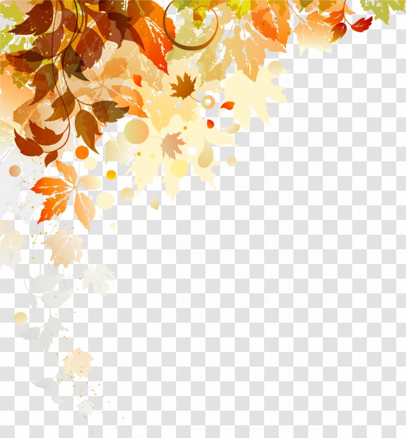 The Four Seasons Spring Illustration - Orange - Autumn Leaves Shading Transparent PNG