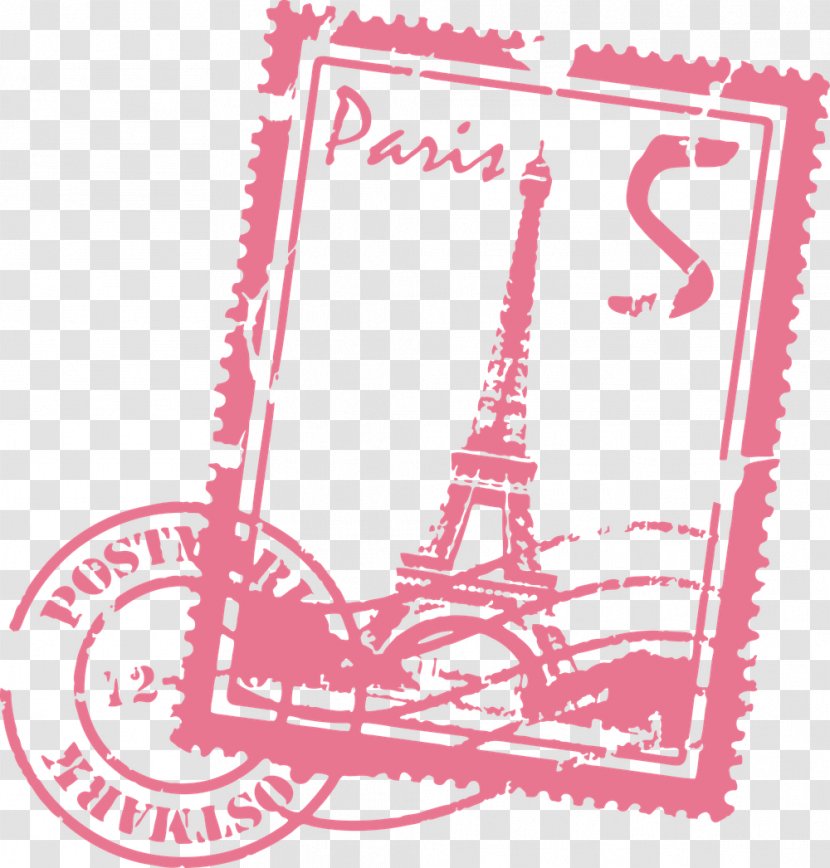 Eiffel Tower Paper Wall Decal Sticker Postage Stamps Transparent PNG