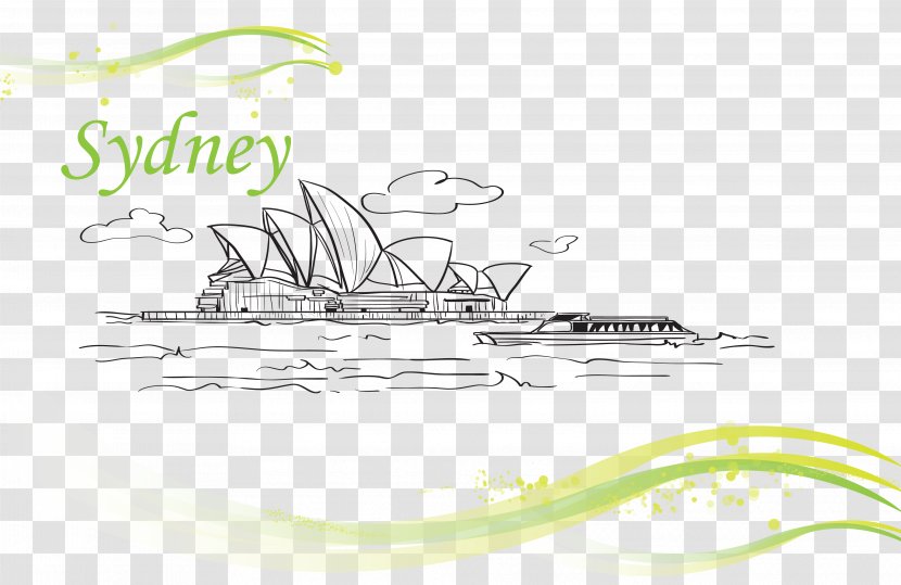Sydney Opera House City Of Architecture Illustration - Yellow - Lines Transparent PNG