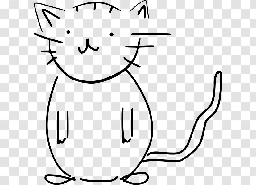 Whiskers Cat Drawing Black And White Clip Art - Watercolor - Sketch Guide Transparent PNG