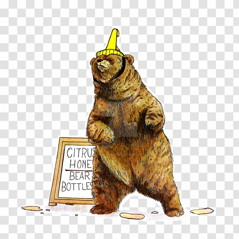 Bear Drawing Watercolor Painting Honey Food - Art Transparent PNG