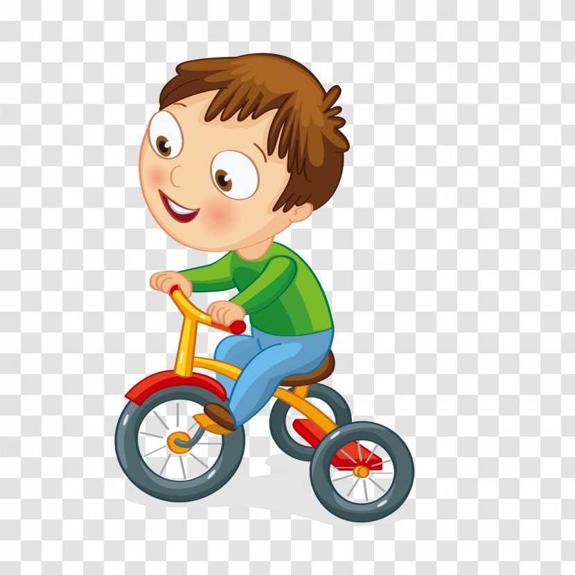 Clip Art Bicycle Motorized Tricycle Child - Boy On Bike Transparent PNG