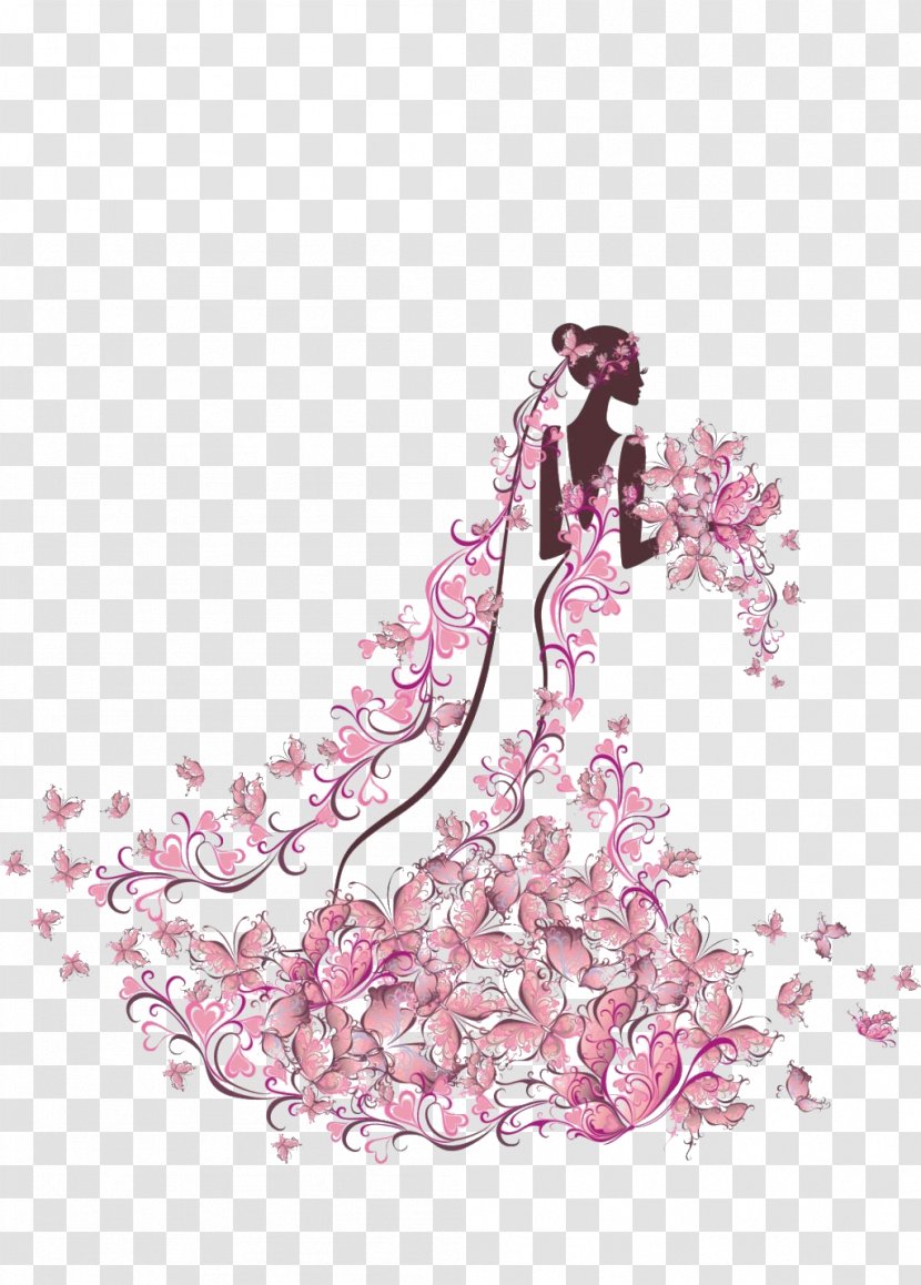 Wedding Invitation Bride Illustration - Flower - Holding Flowers Transparent PNG