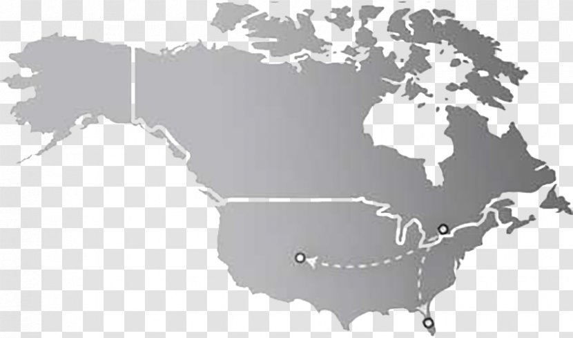 United States Canada South America World Map - Plane Gray Of Transparent PNG