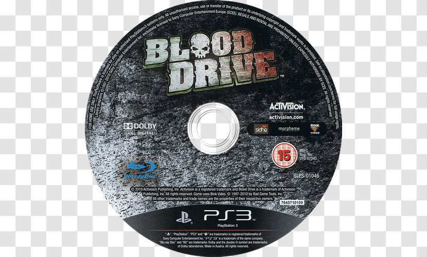 Blood Drive PlayStation 3 Activision Video Game PAL Region - Label Transparent PNG