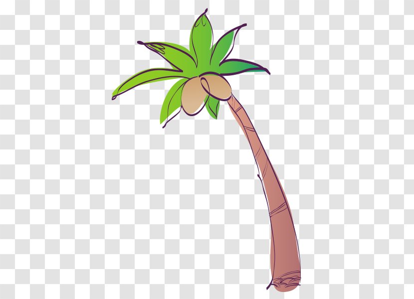 Coconut Cartoon - Flower - Hand Painted Tree Picture Transparent PNG