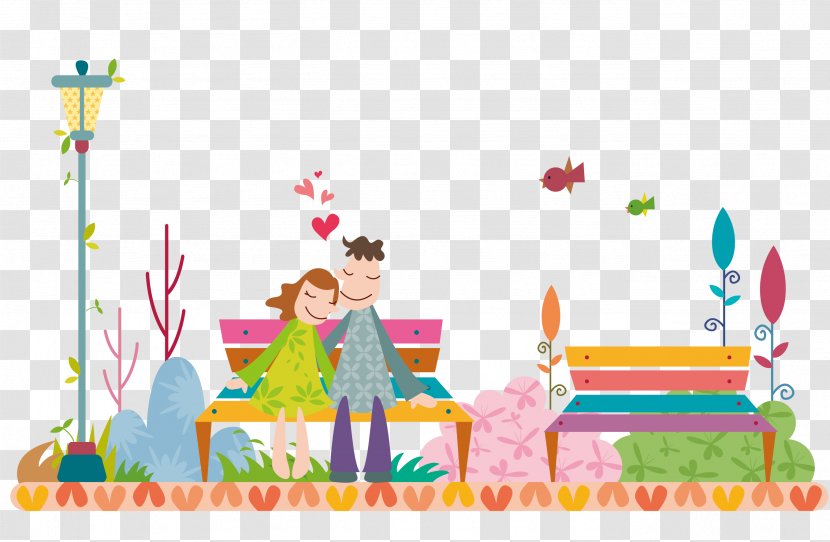 Cartoon Dating Significant Other Illustration - Drawing - Play Men And Women In The Park Vector Transparent PNG
