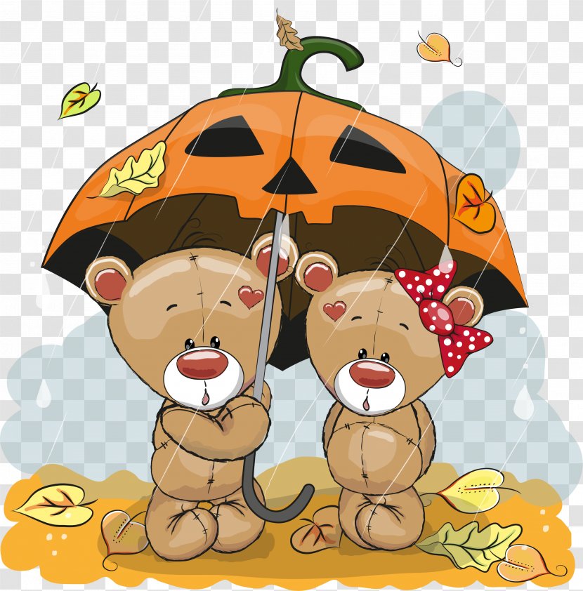 Bear Emoticon Illustration - Watercolor - Brown Cartoon Leaves Transparent PNG
