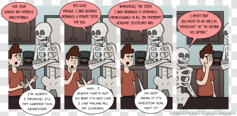 Comics Tutor Private School Skeleton Dad Cartoon - Son - Comic Line Transparent PNG