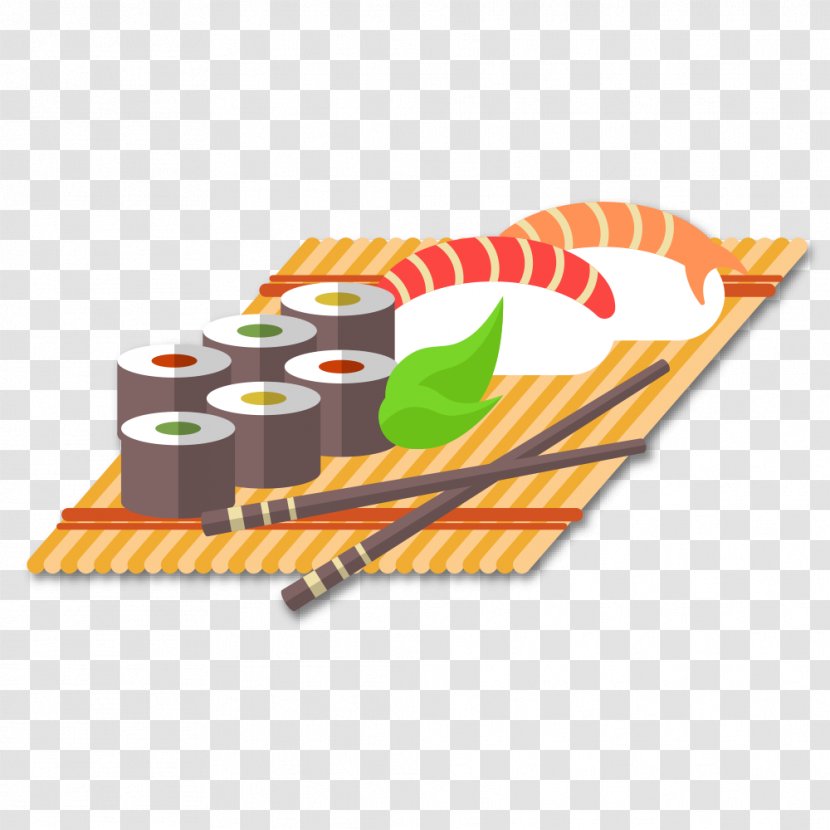 Japanese Cuisine Sushi Fried Fish Sashimi Tempura - Cartoon Realistic Ingredients Transparent PNG