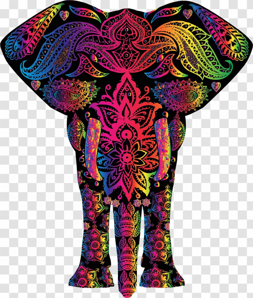 T-shirt African Elephant Indian Color - Asian - Motif Transparent PNG