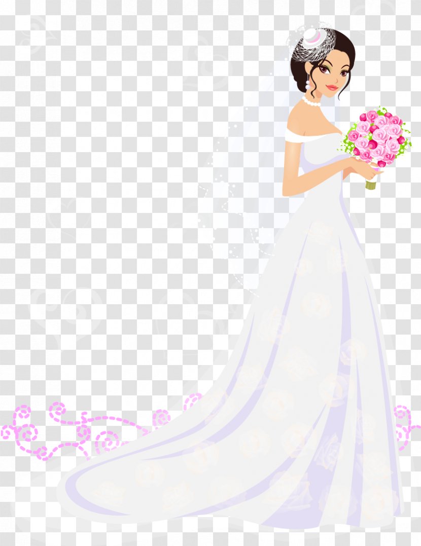 Bride Contemporary Western Wedding Dress Flower - Vector Transparent PNG