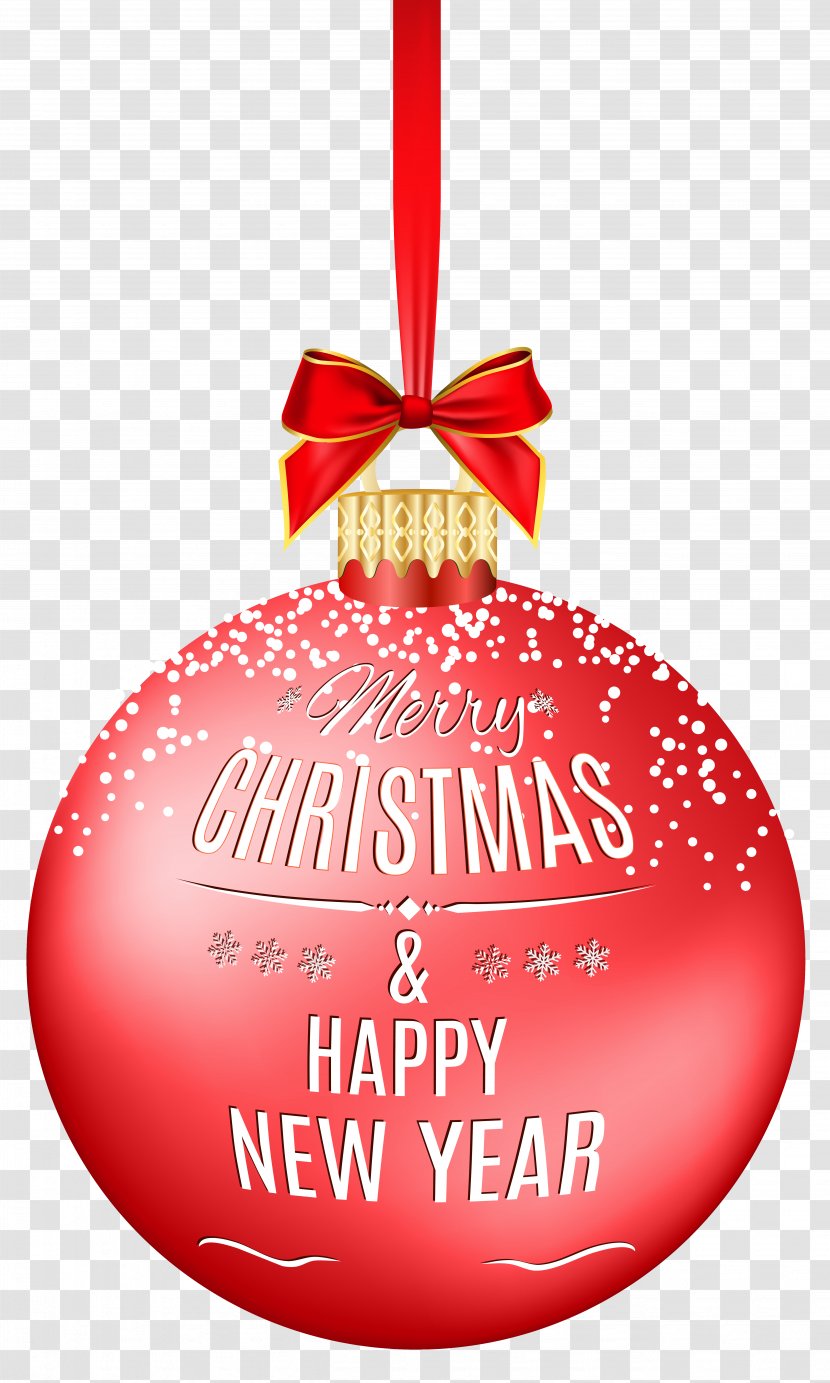 Merry Christmas Ball Red Ornament Clip Art - Party - Happy New Year Transparent PNG
