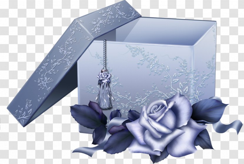 Box Gift Computer File - Color - Large Blue With Rose Transparent PNG