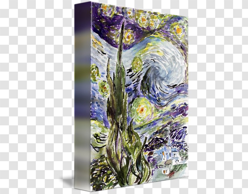 Watercolor Painting Flower Modern Art - Van Gogh The Starry Night Transparent PNG