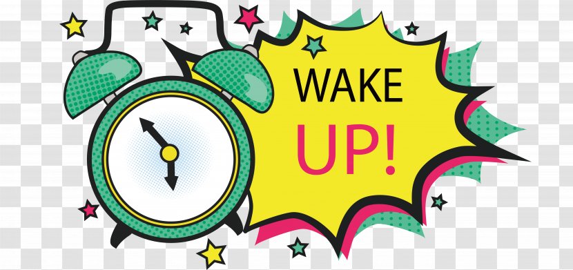 Alarm Clock Illustration - Text - Green Explosive Sticker Transparent PNG