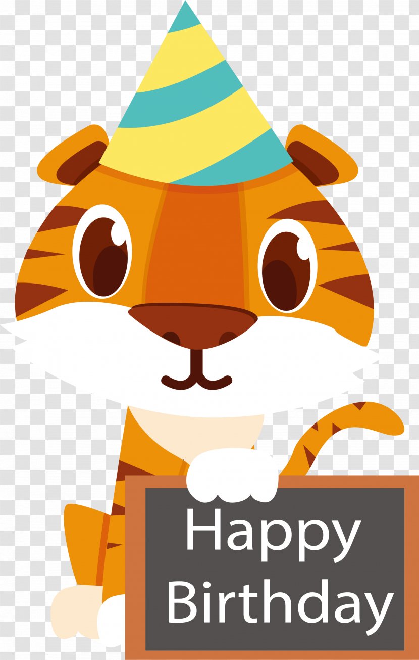 Tiger Birthday Greeting Card - Vecteur - Cute Little Transparent PNG