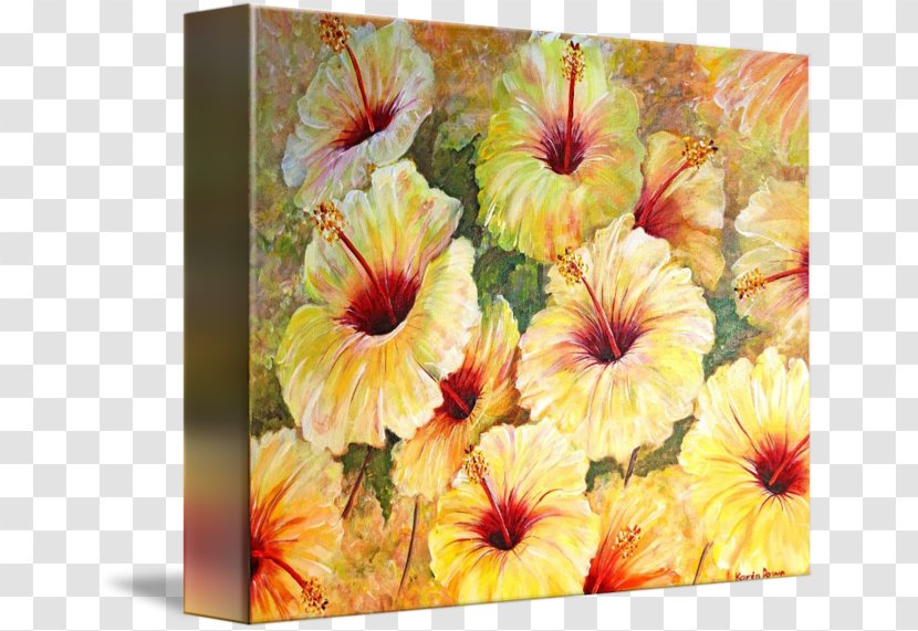 Watercolor Painting Canvas Print Art Still Life - Acrylic Paint - Hibiscus Transparent PNG