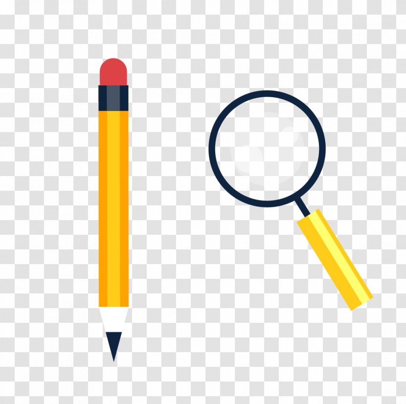 Magnifying Glass Pencil - Yellow - Vector Material Transparent PNG