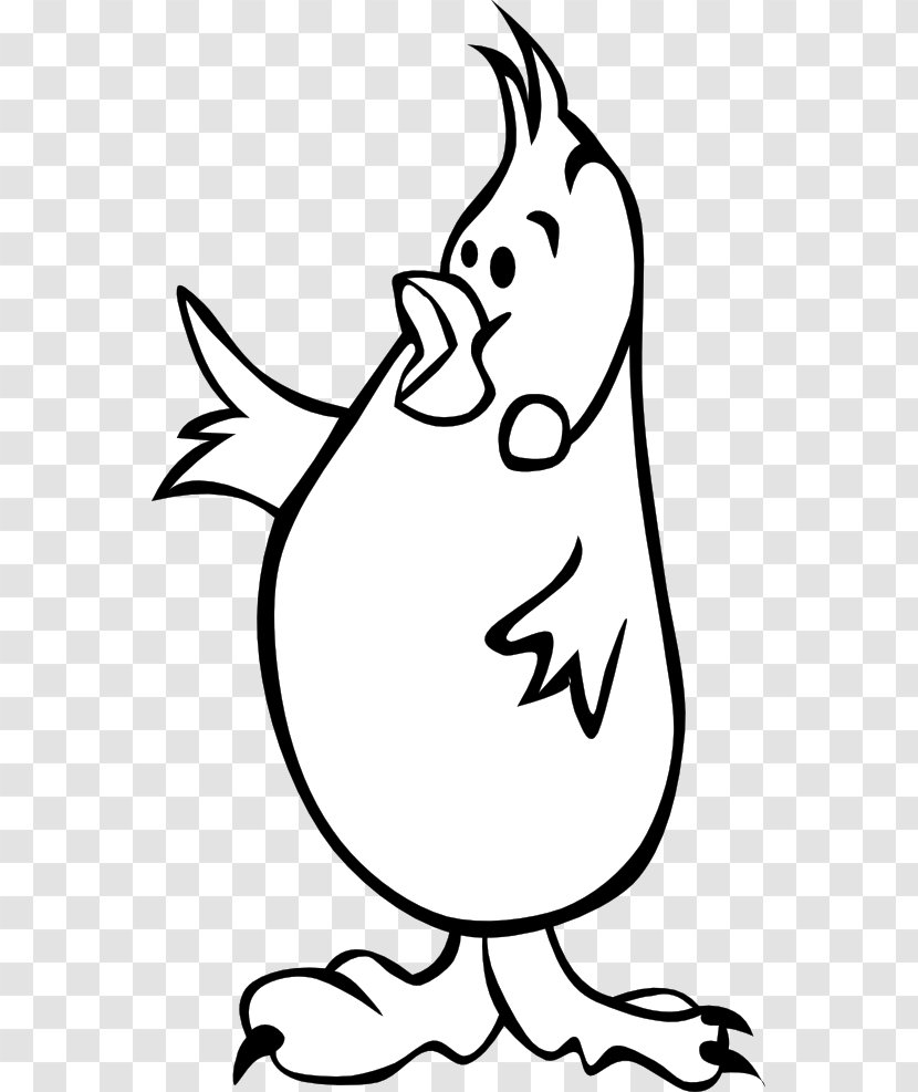 Clip Art Black And White Coloring Book Illustration - Chicken Transparent PNG