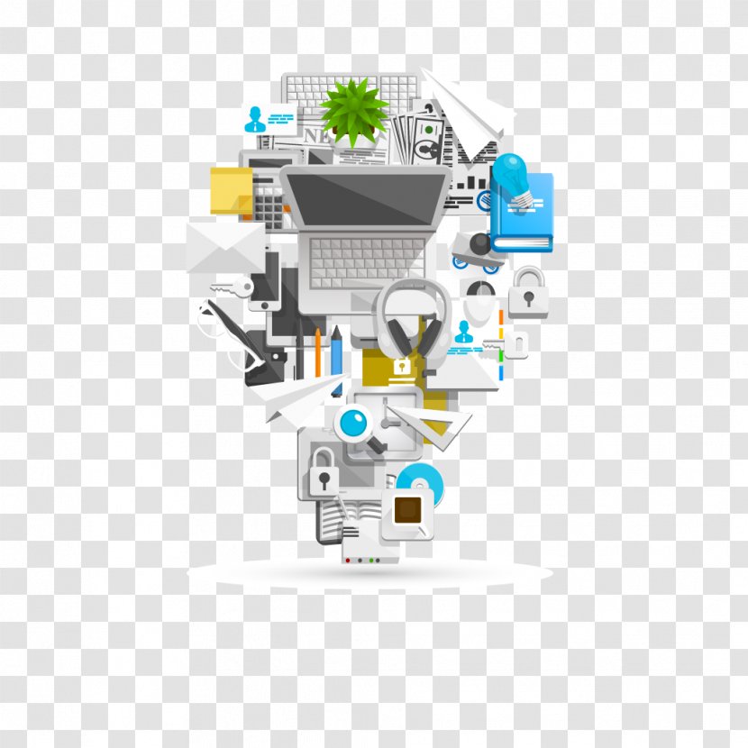 Collage Creativity Concept Illustration - 3D Computer Business Element Transparent PNG