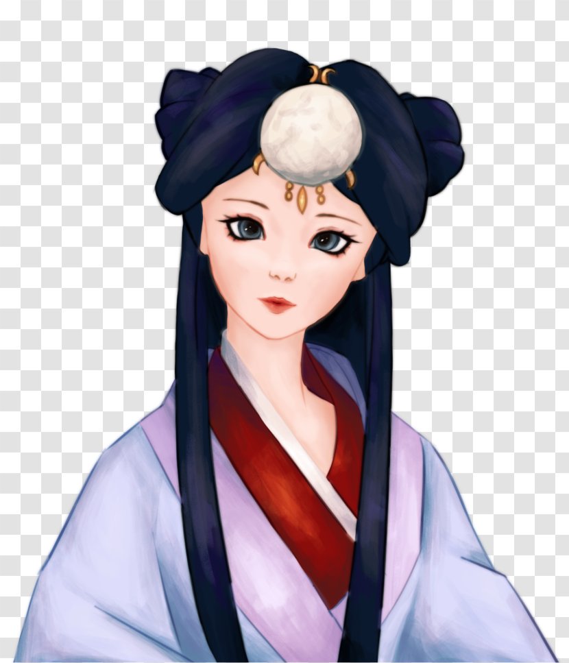 Geisha Cartoon Character Hat - Brown Hair Transparent PNG