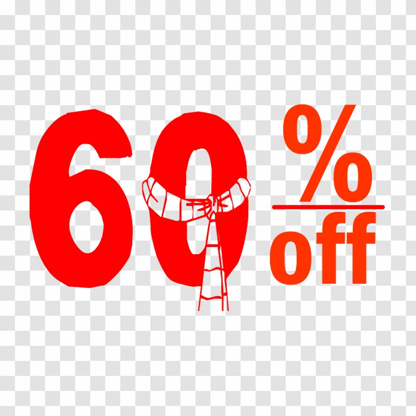 Christmas 60% Discount Tag. - Text - Percentage Transparent PNG