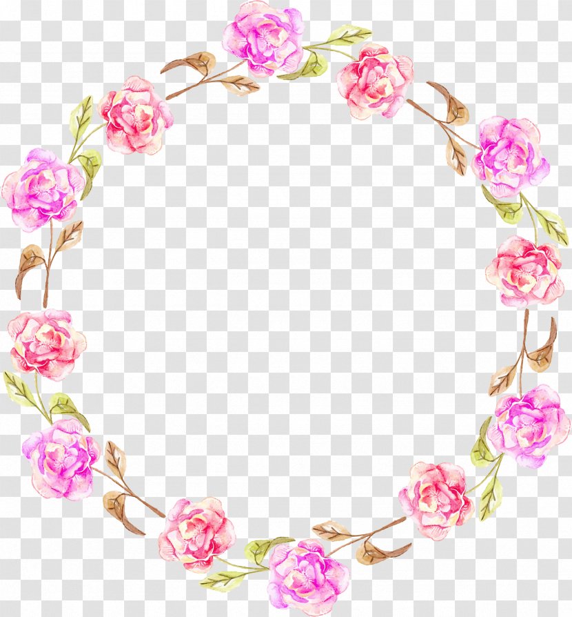 Flower Wreath Garland Rose - Purple - Beautifully Decorated With Garlands Of Roses Transparent PNG