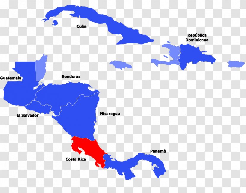 Central America Caribbean Middle Map - Text Transparent PNG