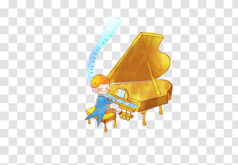 Grand Piano Player Musical Note Wallpaper - Frame - Little Boy Playing The Transparent PNG
