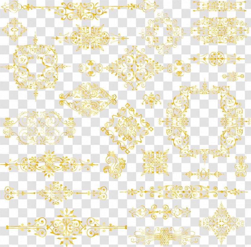 Yellow Pattern - Point - Golden Flower Frame Material Transparent PNG