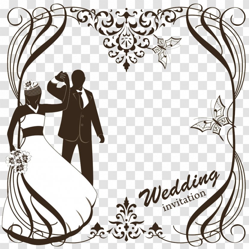 Wedding Invitation Clip Art - Silhouette - Greeting Card Vector Material Transparent PNG