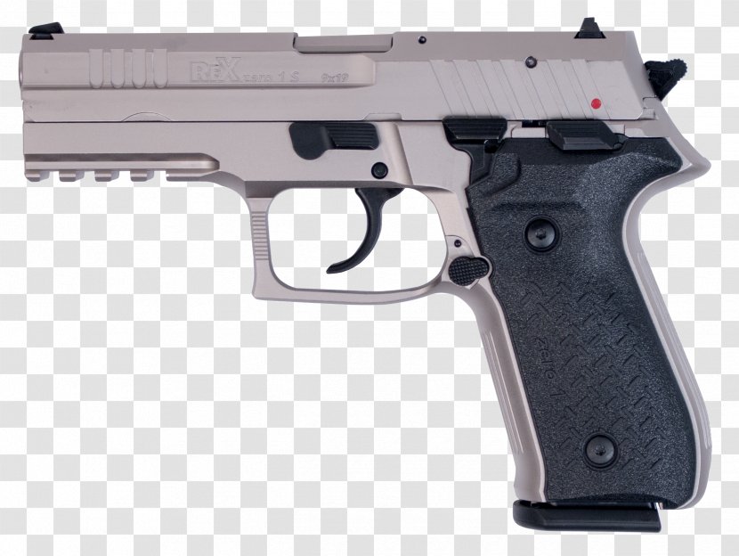 Rex Zero 1 9×19mm Parabellum Firearm Semi-automatic Pistol Nickel - Airsoft Gun - Ranged Weapon Transparent PNG