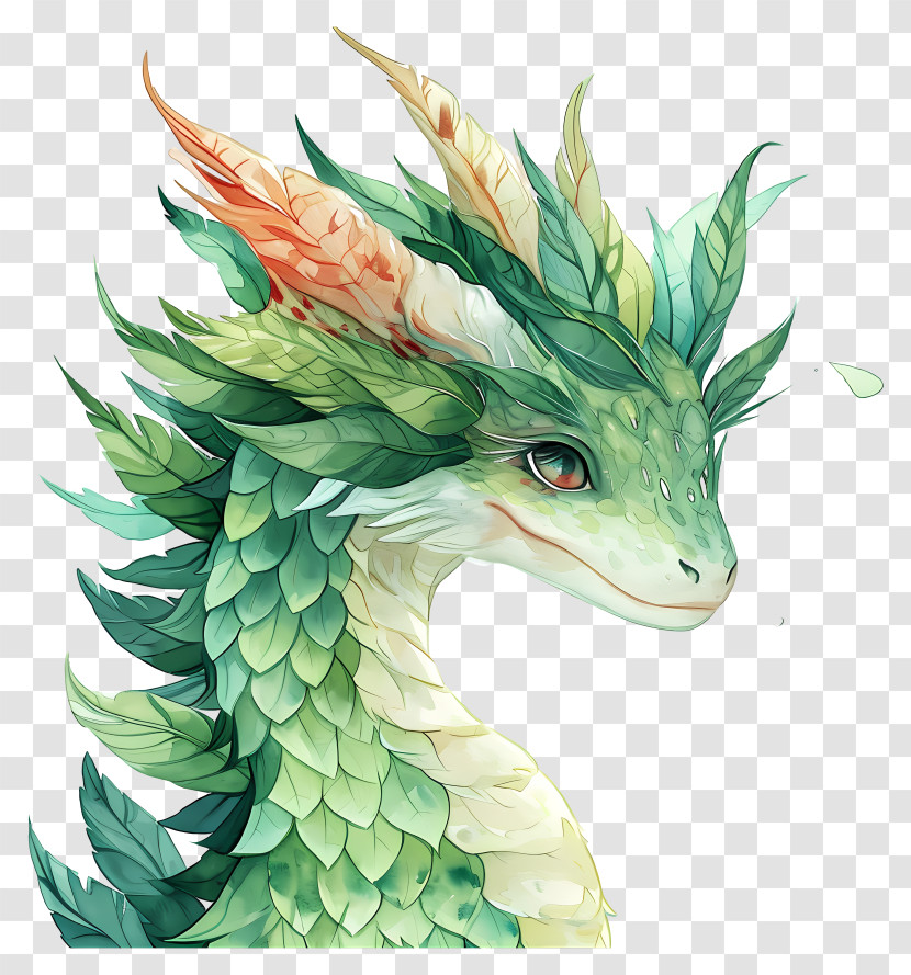 Green Dragon - Beautiful Green Leaf Dragon Illustration Transparent PNG
