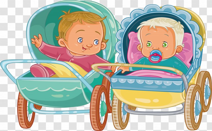 Infant Baby Transport Pacifier Illustration - Nanny - Happy Twins Transparent PNG
