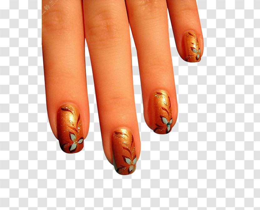 Nail Art Manicure - Black - Golden Transparent PNG